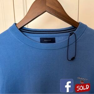 GANT Men's Classic Cotton Crew Neck Sweater - Blue